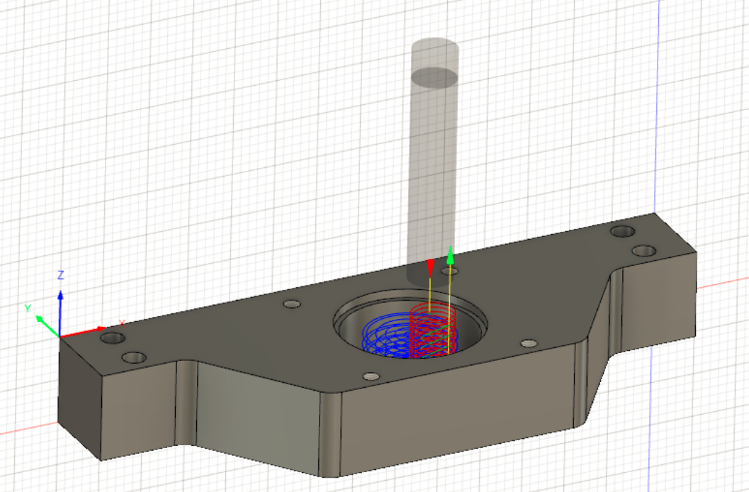 Helical descent cam for one of the xy end mounts